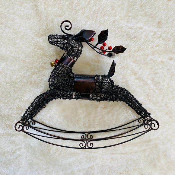Pier 1 Imports Christmas Victorian Rustic Wire Rocking Horse, Tabletop Decor - Picture 1 of 9